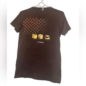 American Apparel women’s Brown T-Shirt chocolate confession y2K sz lg